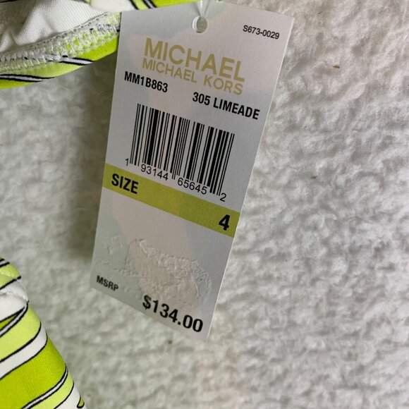 Michael Kors Womens Zebra Print Cutout Halter One Piece Lime Swimsuit Size 4 NWT - Picture 3 of 7